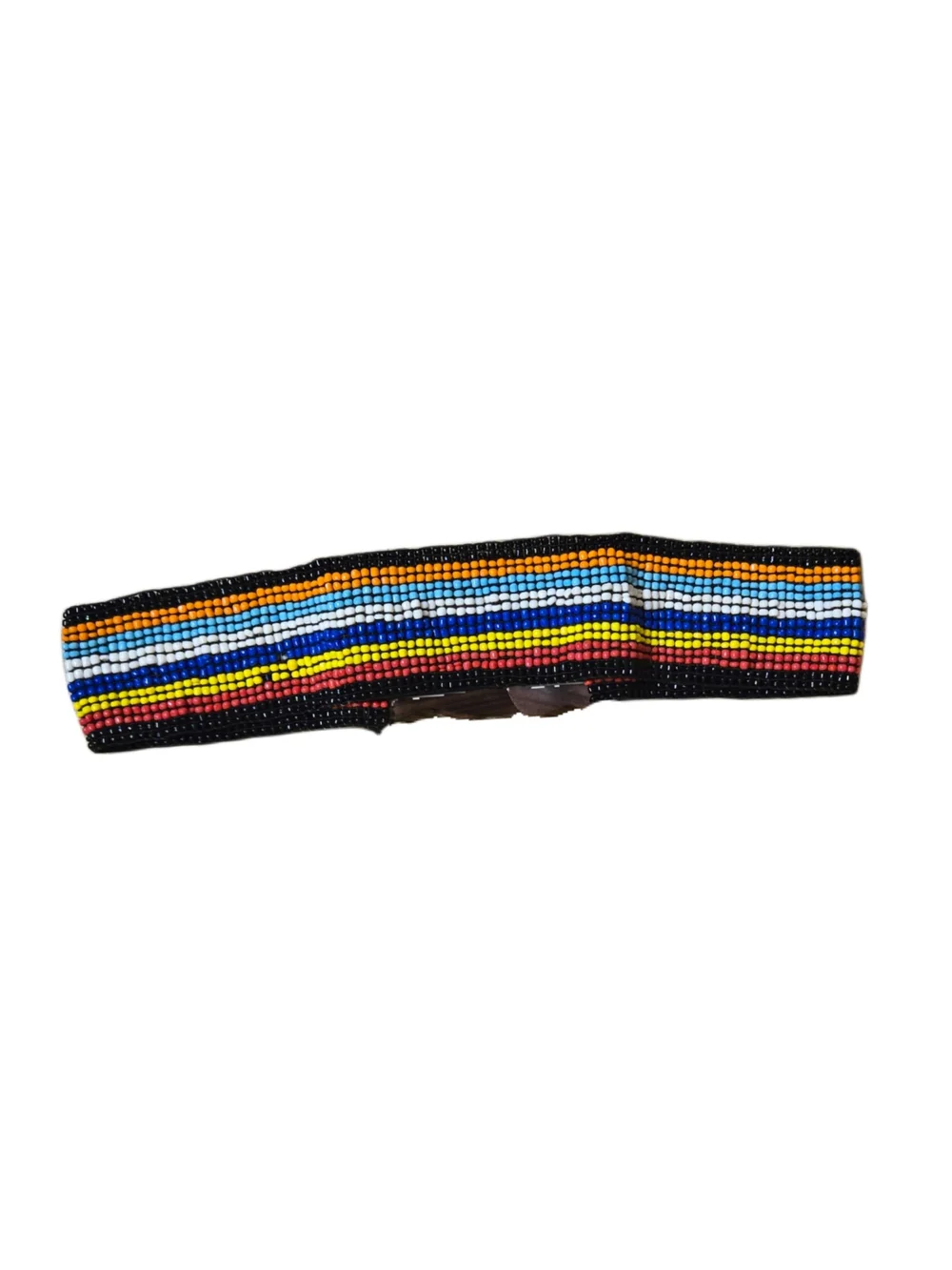 Y2k Beaded Multicolor Waist Belt with Wooden Buckle!